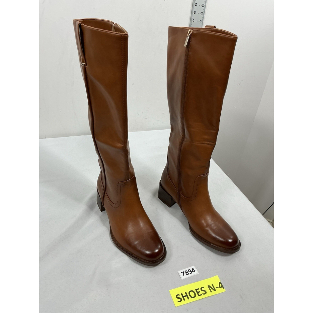 Womans New Itozer Knee High Riding Boots Size 10 Brown Block Heel Side Zip